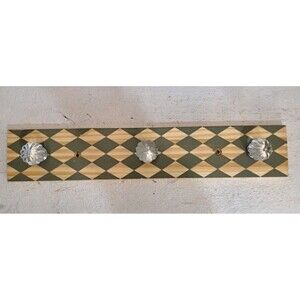 Wall Mounted Coat Rack With Glass Knobs Hook And Printed Rail 16"X3"